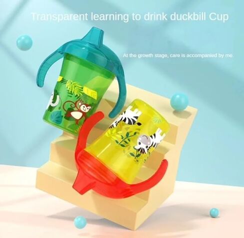 Sippy Cup with Double Handle Flip Lid - BPA Free - Leakproof Infants Water Cups - Bottle Duckbill Cup with Lid - Silicone Sippy Cup - 6 months + - 8oz/260ml (Purple) in Saudi Arabia