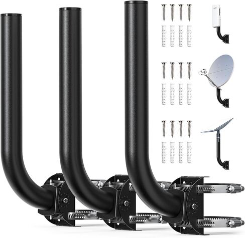 3 Pack Universal Wall/Pole Mounting, Brackets Mount for Outdoor Antennas, Wireless Bridge, AP, Security Camera,TV CB,Weather Station, Outdoor CPE,L Adjustable Bracket for Wall, Eave or Roof Mounting in Kuwait