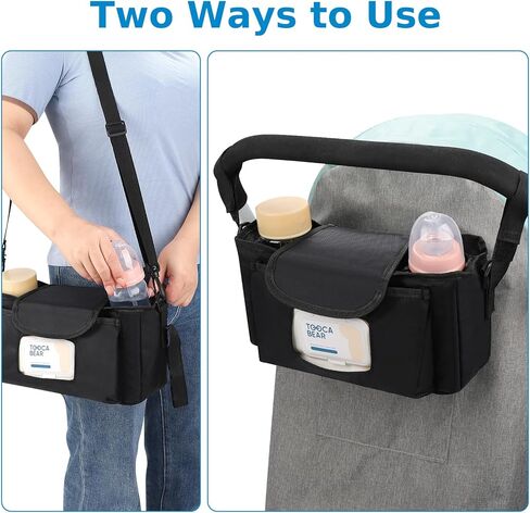 Accmor Universal Stroller Organizer with Insulated Cup Holder and Shoulder Strap, Stroller Bag Caddy Organizer Stroller Accessories for Uppababy, Baby Jogger, Nuna, Doona, Britax Strollers in Kuwait