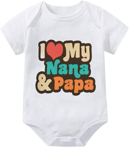 ملابس أطفال أولادي بأكمام قصيرة من I Love My Nana & Papa، رومبير أبيض للأولاد من عمر 18 إلى 24 شهرًا in Kuwait