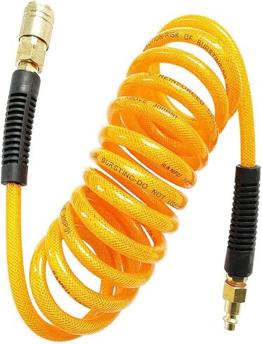 (PU) الارتداد المقوى بالبولي يوريثين 1/4 بوصة معرف (6.3 × 9.8 مم) × 10 قدم، خرطوم هواء 300 رطل لكل بوصة مربعة مع قارنة توصيل سريعة من النحاس الصلب دوارة 1/4 بوصة وقابس، برتقالي (10 بوصات) in Kuwait