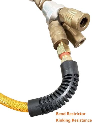 (PU) الارتداد المقوى بالبولي يوريثين 1/4 بوصة معرف (6.3 × 9.8 مم) × 10 قدم، خرطوم هواء 300 رطل لكل بوصة مربعة مع قارنة توصيل سريعة من النحاس الصلب دوارة 1/4 بوصة وقابس، برتقالي (10 بوصات) in Kuwait