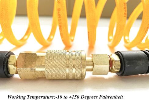 (PU) الارتداد المقوى بالبولي يوريثين 1/4 بوصة معرف (6.3 × 9.8 مم) × 10 قدم، خرطوم هواء 300 رطل لكل بوصة مربعة مع قارنة توصيل سريعة من النحاس الصلب دوارة 1/4 بوصة وقابس، برتقالي (10 بوصات) in Kuwait