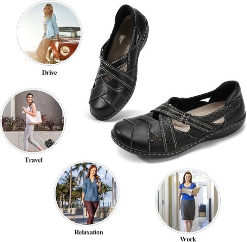 Ahico Women's Classic Leather Loafer Comfort Soft Flats Fashion Casual Leather Sandal Closed Toe Walking Shoes for Daily Working in Saudi Arabia