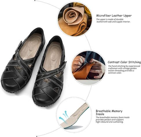 Ahico Women's Classic Leather Loafer Comfort Soft Flats Fashion Casual Leather Sandal Closed Toe Walking Shoes for Daily Working in Saudi Arabia