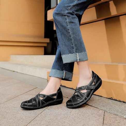 Ahico Women's Classic Leather Loafer Comfort Soft Flats Fashion Casual Leather Sandal Closed Toe Walking Shoes for Daily Working in Saudi Arabia