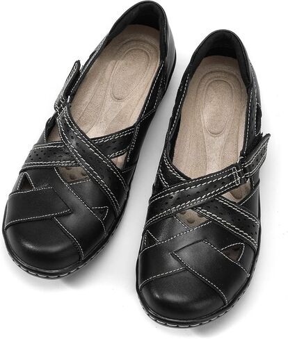 Ahico Women's Classic Leather Loafer Comfort Soft Flats Fashion Casual Leather Sandal Closed Toe Walking Shoes for Daily Working in Saudi Arabia