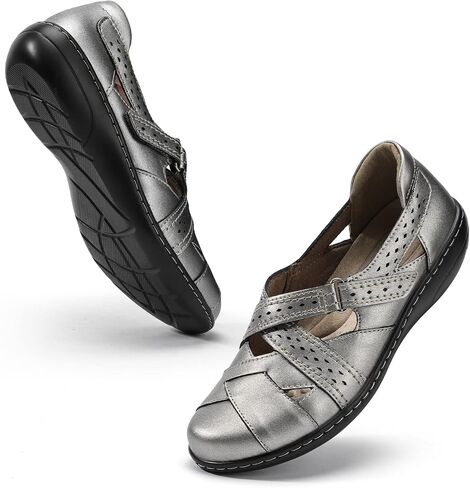 Ahico Women's Classic Leather Loafer Comfort Soft Flats Fashion Casual Leather Sandal Closed Toe Walking Shoes for Daily Working in Saudi Arabia