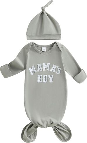 Merqwadd Baby Boy Coming Home Outfit Little Dude ثوب نوم مع قبعة، ثوب نوم للرضع in Saudi Arabia