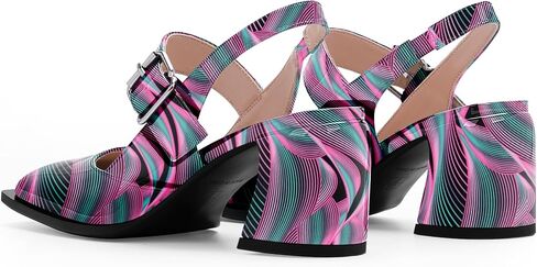 Women's Slingback Heels Square Toe Chunky Heel Buckle Strap Mary Janes Pumps Dress Shoes in Saudi Arabia