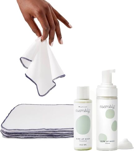 Esembly Wipe Ups, Organic Cotton Reusable Baby Wipes, Soft and Sturdy Washable Cloth Diaper Wipes, One Size, 12-pk in Saudi Arabia