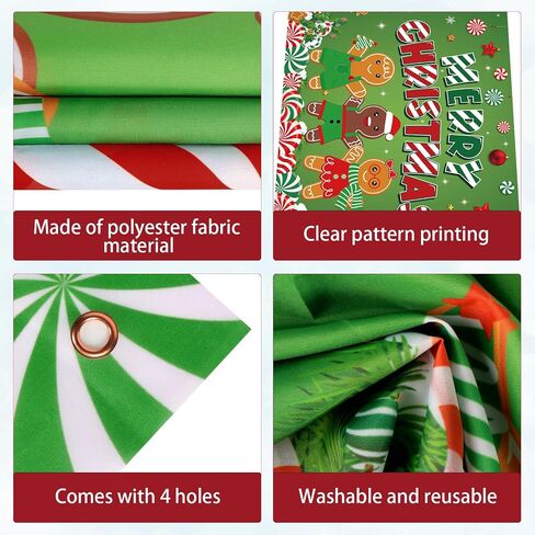 Christmas Backdrop, 72.8" X 43.3" Candy Cane Gingerbread Man Merry Christmas Banner Christmas Photo Backdrop Xmas Photography Background Photo Props for Winter New Year Christmas Party Decor in Saudi Arabia