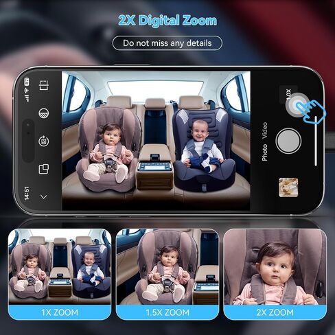 كاميرا سيارة للأطفال من HNSEM لهواتف iPhone - توصيل وتشغيل USB يدور 360 درجة، سهلة التركيب لمدة 3 دقائق بدقة 1080 بكسل لكاميرا السيارة الخلفية للطفل| جهاز مراقبة الطفل بالسيارة مع رؤية ليلية، تسجيل فيديو، زاوية رؤية واسعة 150 درجة in Saudi Arabia