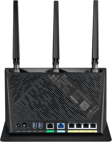 ASUS RT-AX86U (AX5700) راوتر ألعاب ثنائي النطاق WiFi 6 قابل للتمديد، منفذ 2.5 جيجا، منفذ ألعاب، وضع ألعاب الهاتف المحمول، إعادة توجيه المنفذ، أمان شبكة بدون اشتراك، حماية فورية، VPN، متوافق مع AiMesh in Kuwait