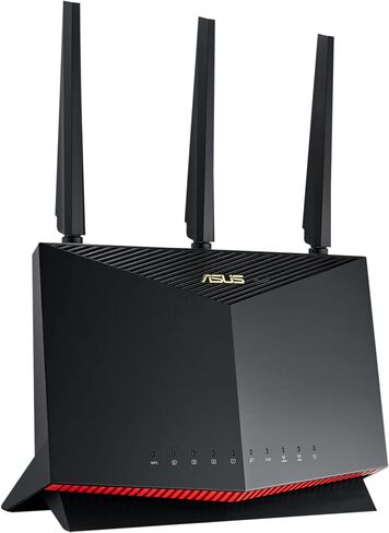 ASUS RT-AX86U (AX5700) راوتر ألعاب ثنائي النطاق WiFi 6 قابل للتمديد، منفذ 2.5 جيجا، منفذ ألعاب، وضع ألعاب الهاتف المحمول، إعادة توجيه المنفذ، أمان شبكة بدون اشتراك، حماية فورية، VPN، متوافق مع AiMesh in Kuwait