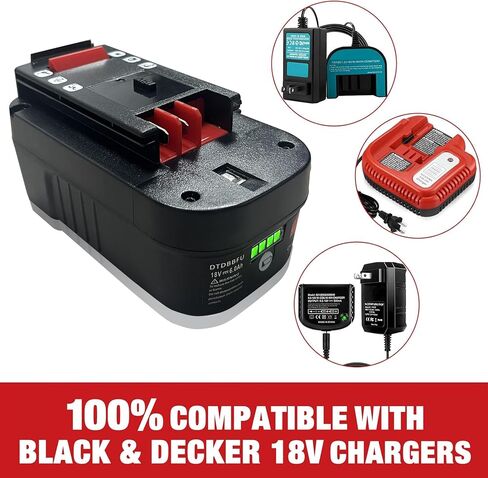 بلاك اند ديكر HPB18 6.0Ah 18V بطارية ليثيوم أيون بديلة لبلاك اند ديكر 18V HPB18 244760-00 A1718 FS18FL FSB18 Firestorm أدوات كهربائية لاسلكية بطارية ليثيوم مع حافظة واقية in Saudi Arabia