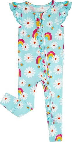 Baby Girl Bamboo Viscose Ruffle Romper Zipper Jumpsuit, Footless, Cap Sleeve Infant Clothes in Kuwait