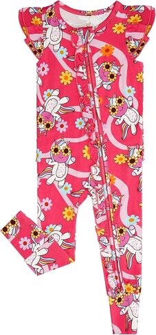 Baby Girl Bamboo Viscose Ruffle Romper Zipper Jumpsuit, Footless, Cap Sleeve Infant Clothes in Kuwait
