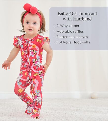 Baby Girl Bamboo Viscose Ruffle Romper Zipper Jumpsuit, Footless, Cap Sleeve Infant Clothes in Kuwait