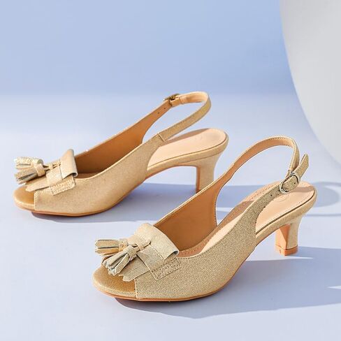 kkdom Women Comfort Tassels Fish Mouth Fashion Kitten Heels Pump Shoes in Saudi Arabia