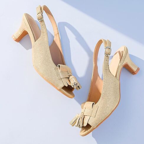 kkdom Women Comfort Tassels Fish Mouth Fashion Kitten Heels Pump Shoes in Saudi Arabia