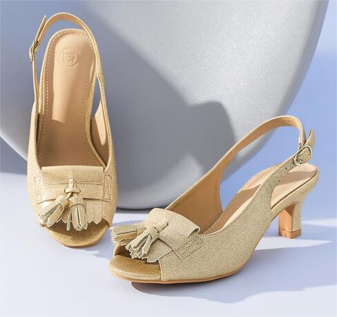 kkdom Women Comfort Tassels Fish Mouth Fashion Kitten Heels Pump Shoes in Saudi Arabia