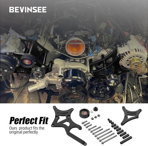 Bevinsee LS محرك اعوج قوس المولد مضخة التوجيه السلطة تحويل متوافق مع جنرال موتورز متوافق مع محركات شيفروليه LS1 LS2 LS3 LS6 LS7، 4.8/5.3/6.0/6.2L محركات الشاحنات وسيارات الدفع الرباعي in Kuwait