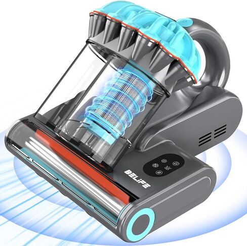 مكنسة كهربائية للمرتبة Belife M8، مكنسة كهربائية للسرير مضادة للحساسية مع الأشعة فوق البنفسجية والهواء الساخن والتدفئة العالية، 550 وات 18 كيلو باسكال، مكنسة كهربائية محمولة بكوب مزدوج للغبار المنزلي وشعر الحيوانات الأليفة، سلكية (أزرق) in Kuwait