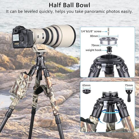 حامل ثلاثي من ألياف الكربون عالي التحمل، حامل ثلاثي للكاميرا ARTCISE AS88C مع محول وعاء 75 مم، وأغطية الساق، ووسادة الكتف، وحامل زجاجة مياه وحقيبة حجرية، أقصى تحميل 77 رطل/35 كجم (أصفر) (حجم صغير AS90C) in Kuwait