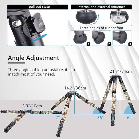 حامل ثلاثي من ألياف الكربون عالي التحمل، حامل ثلاثي للكاميرا ARTCISE AS88C مع محول وعاء 75 مم، وأغطية الساق، ووسادة الكتف، وحامل زجاجة مياه وحقيبة حجرية، أقصى تحميل 77 رطل/35 كجم (أصفر) (حجم صغير AS90C) in Kuwait