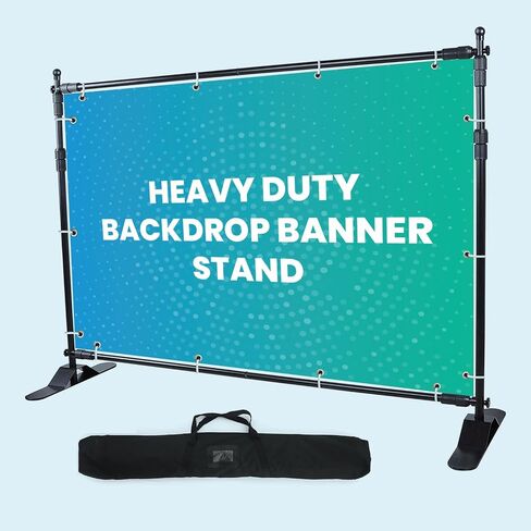 Backdrop Banner Stand Adjustable 10x8FT – Heavy Duty Background Support System Kit with Carrying Bag, Adjustable Photography Studio Photo Backdrop Stand for Events, Studios, and Photoshoots in Saudi Arabia