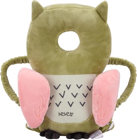 Bebamour Baby Walkers Protective Toddler Adjustable Baby Head Protection Safety Pad Backpack Wear for Crawling (Green-Owl, Owl) in Saudi Arabia