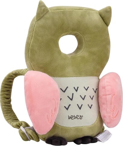 Bebamour Baby Walkers Protective Toddler Adjustable Baby Head Protection Safety Pad Backpack Wear for Crawling (Green-Owl, Owl) in Saudi Arabia