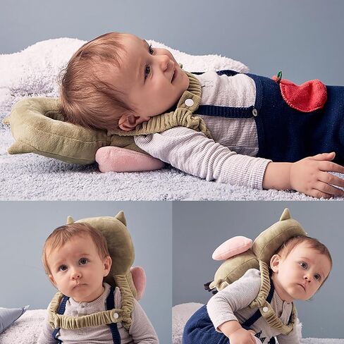 Bebamour Baby Walkers Protective Toddler Adjustable Baby Head Protection Safety Pad Backpack Wear for Crawling (Green-Owl, Owl) in Saudi Arabia