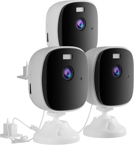 كاميرات 2K QHD 4MP لأمن المنزل واي فاي لاسلكي داخلي، مستشعر حركة، كاميرا تسجيل مستمر للغرفة، صوت ثنائي الاتجاه، مساعد Alexa&Google - T1 3PACK in Kuwait