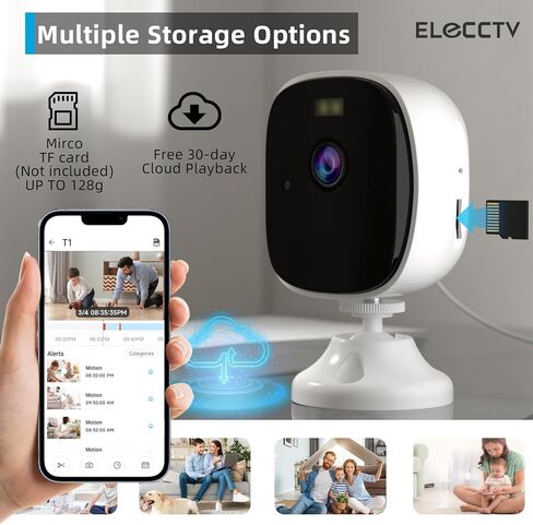 كاميرات 2K QHD 4MP لأمن المنزل واي فاي لاسلكي داخلي، مستشعر حركة، كاميرا تسجيل مستمر للغرفة، صوت ثنائي الاتجاه، مساعد Alexa&Google - T1 3PACK in Kuwait