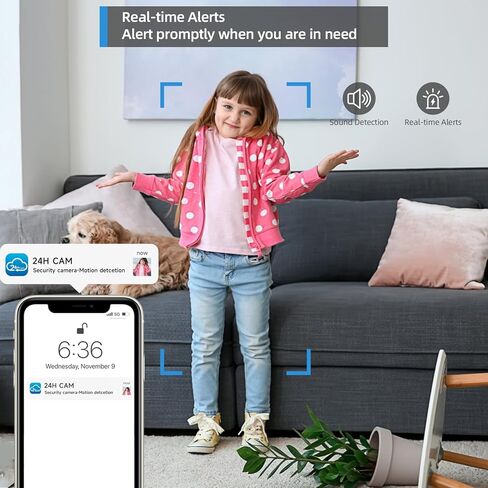 كاميرات 2K QHD 4MP لأمن المنزل واي فاي لاسلكي داخلي، مستشعر حركة، كاميرا تسجيل مستمر للغرفة، صوت ثنائي الاتجاه، مساعد Alexa&Google - T1 3PACK in Kuwait