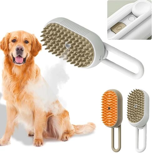 3-in-1 Self-Cleaning Grooming Tool: Steam Massage Brush for Pet Hair Removal, Suitable for Cats and Dogs in Saudi Arabia