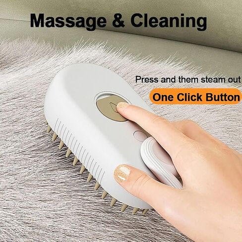3-in-1 Self-Cleaning Grooming Tool: Steam Massage Brush for Pet Hair Removal, Suitable for Cats and Dogs in Saudi Arabia