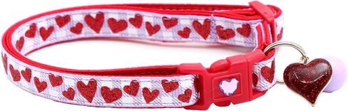 Valentines Day Cat Collar with Bell | Safety Breakaway Collar | Adjustable Large Size or Kitten Collar (Pastel Conversation Hearts, Small(10lbs & Less)) in Saudi Arabia