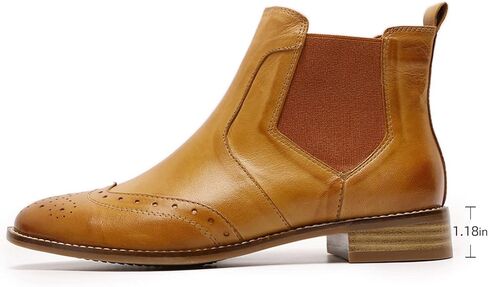 Mona flying Womens Classic Leather Chelsea Boot Ankle High Fashion Low Heel Pull on Wingtip Brogue Booties in Kuwait