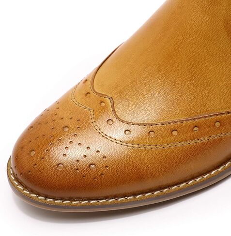 Mona flying Womens Classic Leather Chelsea Boot Ankle High Fashion Low Heel Pull on Wingtip Brogue Booties in Kuwait