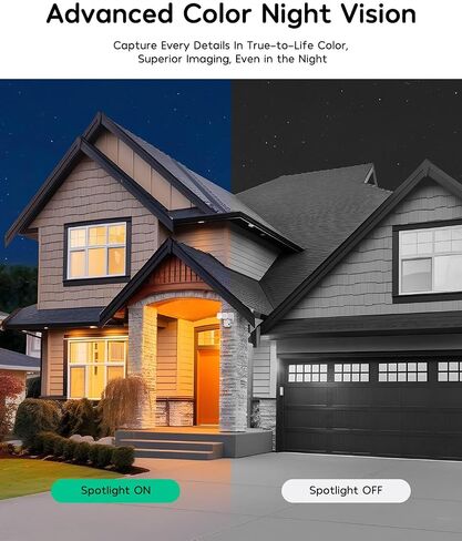 Floodlight Camera,Security Camera Outdoor,180°View, 2K HD,2.4GHz WiFi Camera with Color Night Vision/PIR Sensor/2-Way Audio/Alexa, IP65, 110dB Siren in Kuwait