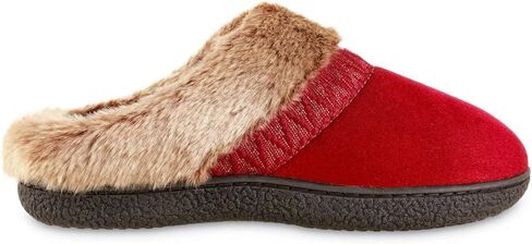 شبشب نسائي من الفرو الصناعي من Isotoner مصنوع من الفرو الصناعي للاستخدام الداخلي/الخارجي (فلفل حار، 8.5-9) in Kuwait