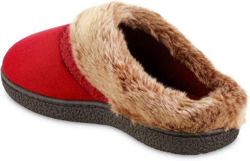 شبشب نسائي من الفرو الصناعي من Isotoner مصنوع من الفرو الصناعي للاستخدام الداخلي/الخارجي (فلفل حار، 8.5-9) in Kuwait