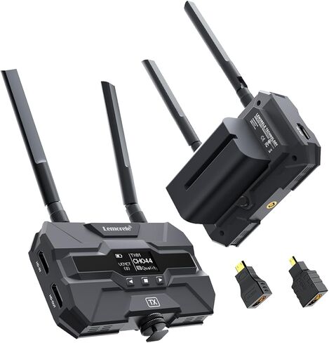 نظام نقل الفيديو اللاسلكي Lemorele مع بطاريات 2 * 4400 مللي أمبير في الساعة، جهاز إرسال واستقبال فيديو لاسلكي بحلقة HDMI مع شاشة OLED مناسبة للتصوير الفوتوغرافي والفيديو والسينما in Kuwait