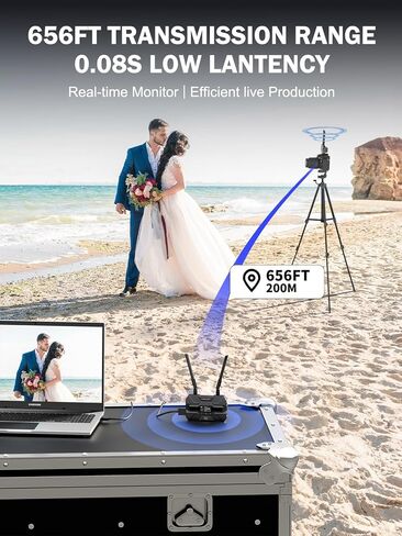 نظام نقل الفيديو اللاسلكي Lemorele مع بطاريات 2 * 4400 مللي أمبير في الساعة، جهاز إرسال واستقبال فيديو لاسلكي بحلقة HDMI مع شاشة OLED مناسبة للتصوير الفوتوغرافي والفيديو والسينما in Kuwait