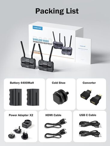 Lemorele Wireless Video Transmission System with 2 * 4400 mAh Batteries, HDMI Loopout Wireless Video Transmitter and Receiver with OLED Screen Suitable for Photography, Videography, Cinematography in Saudi Arabia