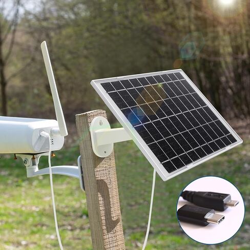 4 قطع من الألواح الشمسية لكاميرا الأمان لشحن الألواح الشمسية للكاميرا اللاسلكية، لوحة شمسية قابلة للتعديل للتركيب IP67 مقاومة للماء متوافقة مع كاميرا DC 5 فولت USB أو منفذ USB-C (أبيض، 8 واط) in Kuwait