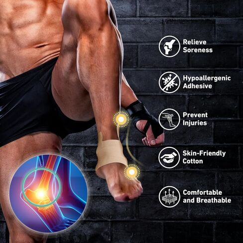 Kinesiology Tape for Ankle, KTQUICK 12 Count Ankle Tape Precut, Original Cotton Waterproof & Breathable, Enhance Elastic Kinesiology Athletic Tape for Ankle Support and Muscle to More Sports in Kuwait